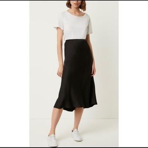 Black Satin Midi Skirt